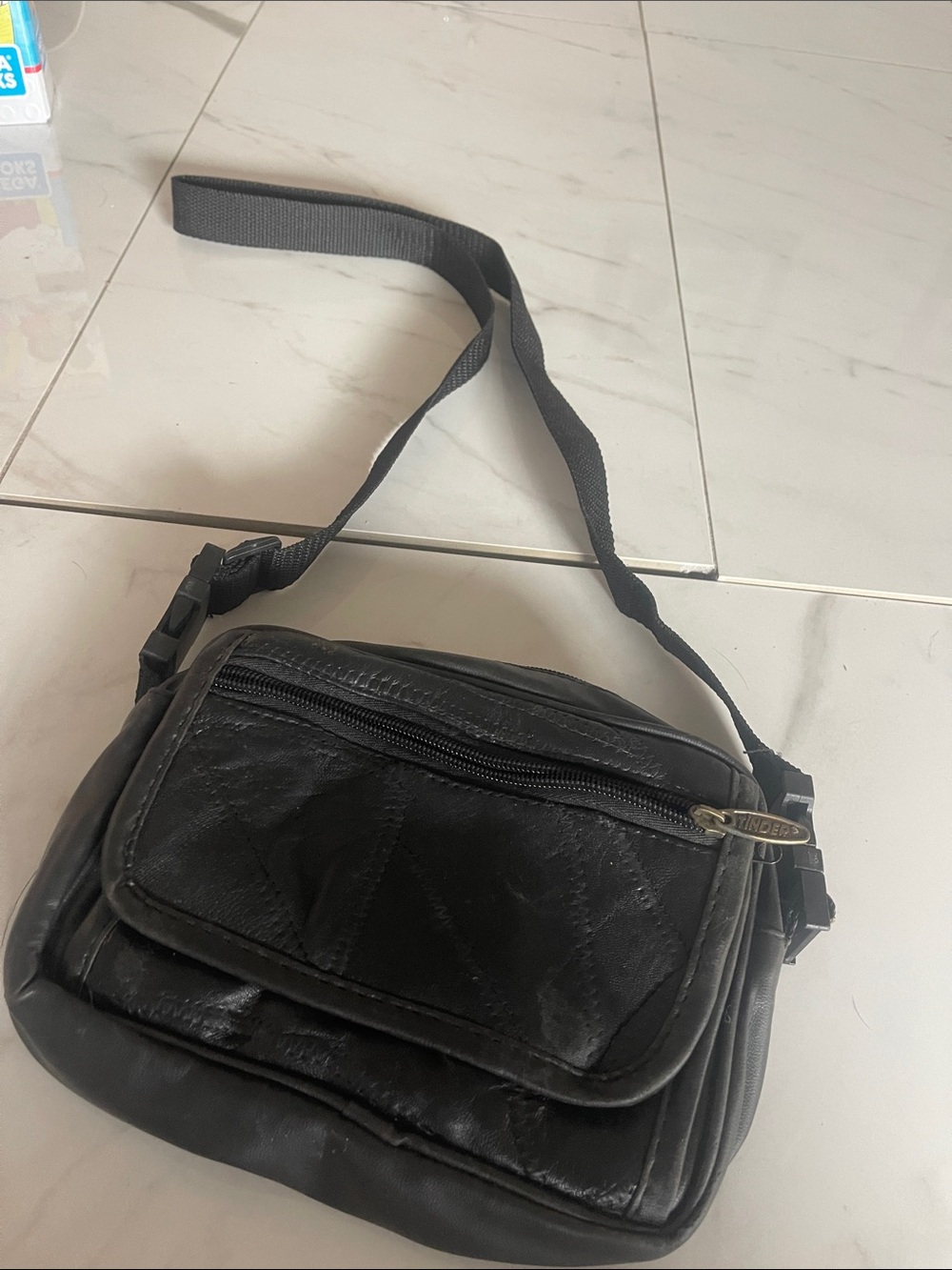 Black Men's Crossbody Bag or Waist Travel bag - GENUINE LEATHER